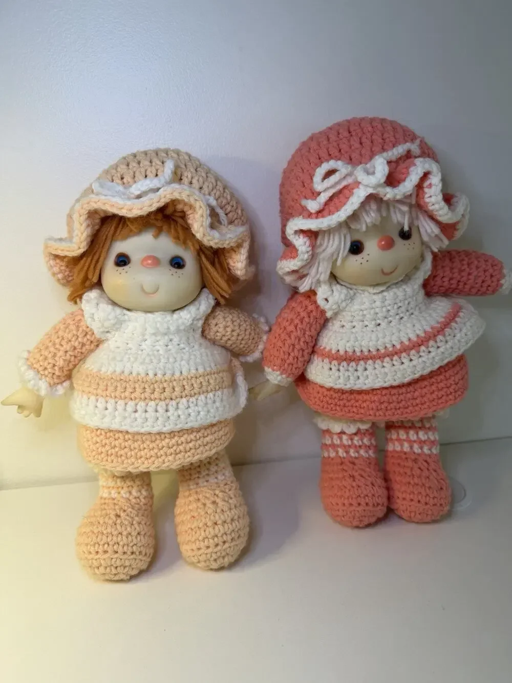 Lot Of 2 Vintage Crochet Dolls Strawberry Shortcake & Friend Apricot 12” EUC!!